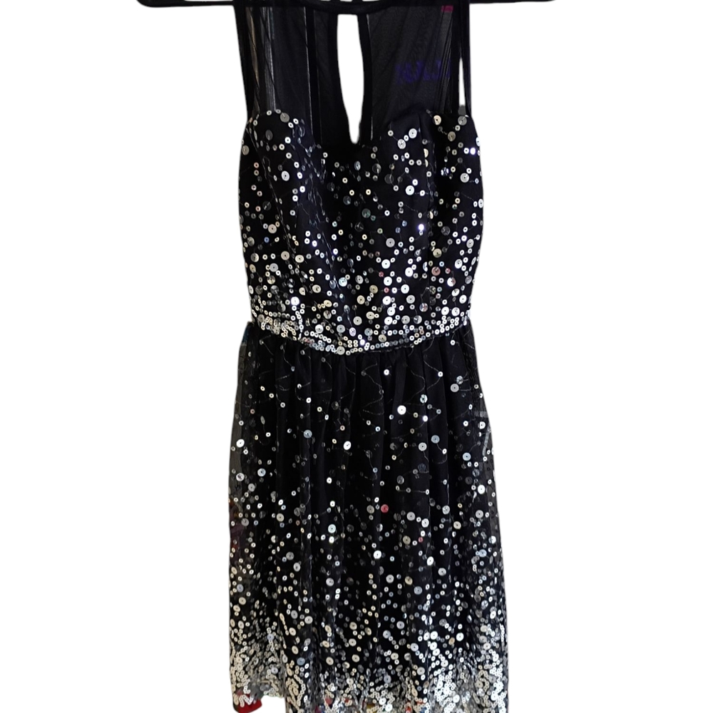 Rue21 Black and Silver Sequin Backless Dress